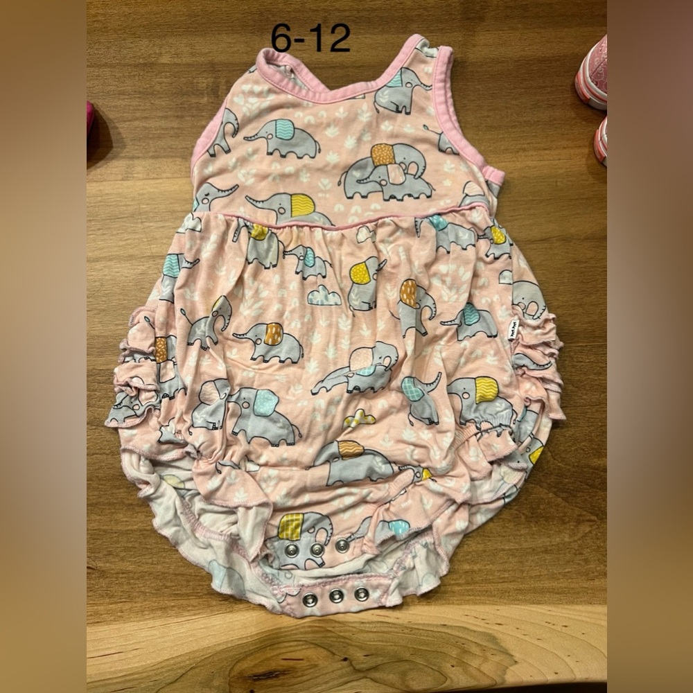 Pink elephants bubble romper